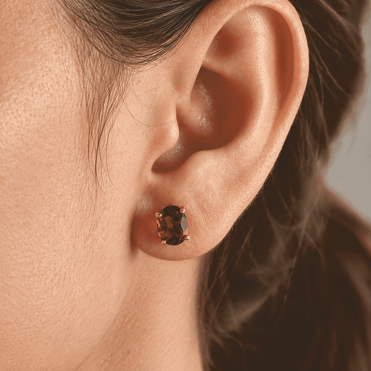 D'Joy Premium Red Citrine 2.30 ctw Solitaire Stud Earrings in 18K Vermeil YG Over Sterling Silver