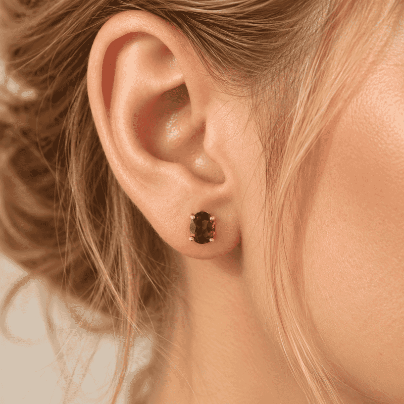 D'Joy Premium Red Citrine 2.30 ctw Solitaire Stud Earrings in 18K Vermeil YG Over Sterling Silver