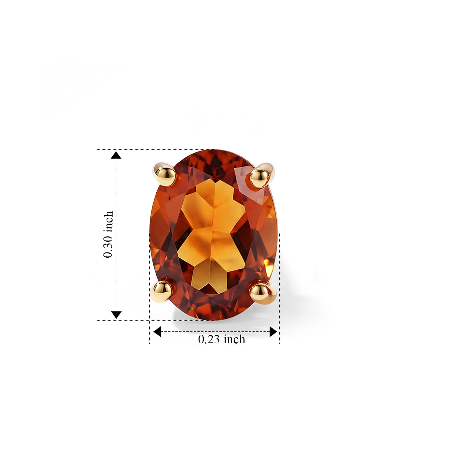D'Joy Premium Red Citrine 2.30 ctw Solitaire Stud Earrings in 18K Vermeil YG Over Sterling Silver
