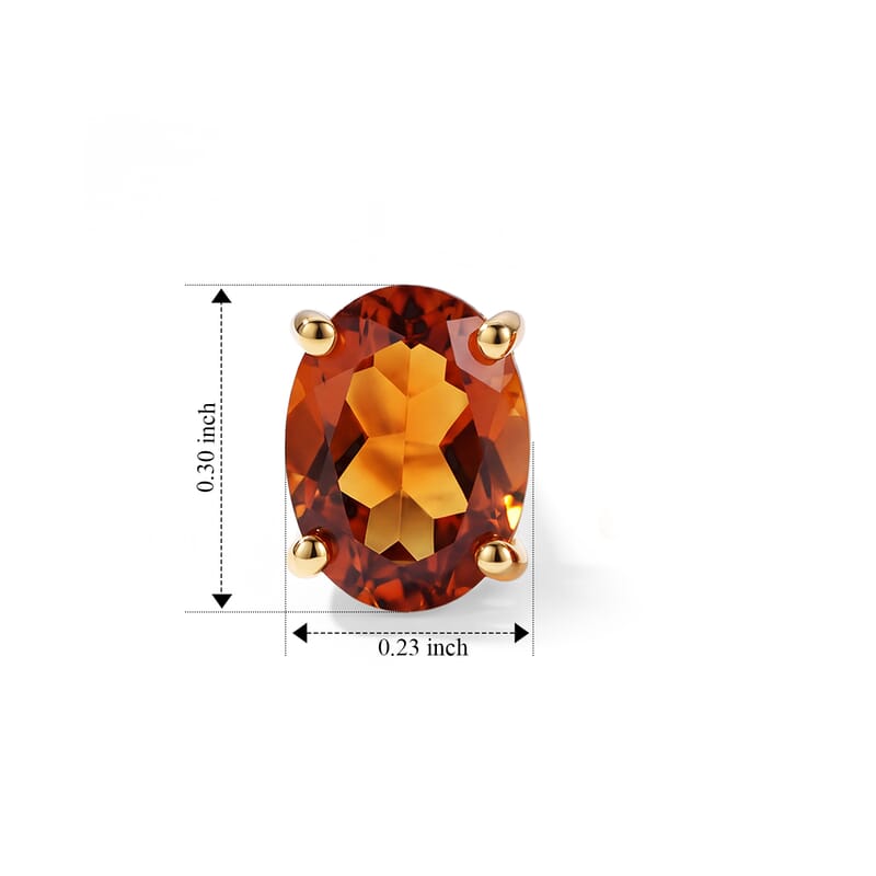 D'Joy Premium Red Citrine 2.30 ctw Solitaire Stud Earrings in 18K Vermeil YG Over Sterling Silver