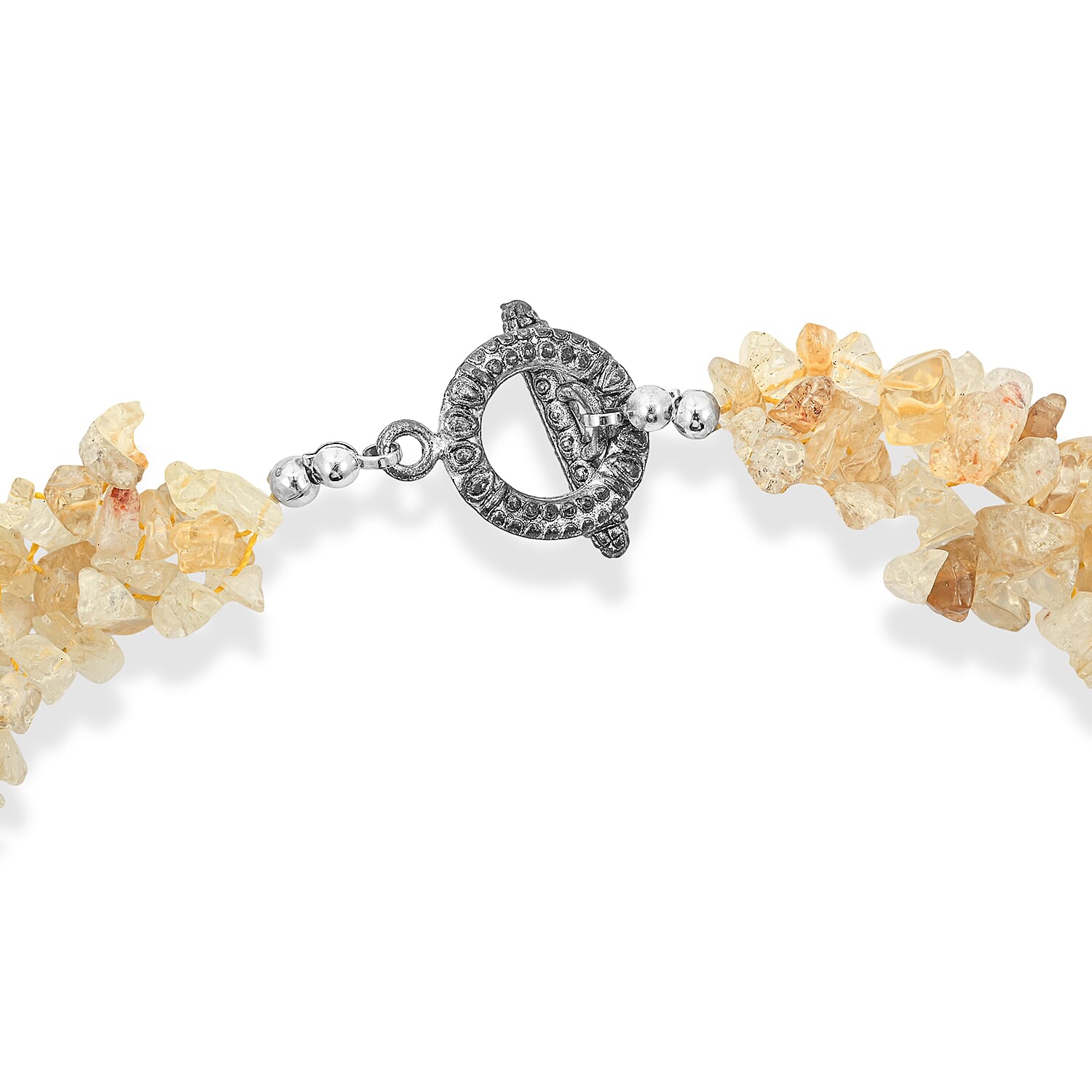 Assorted Citrine 665.00 ctw Chips in Necklace (20 Inches) in Silvertone