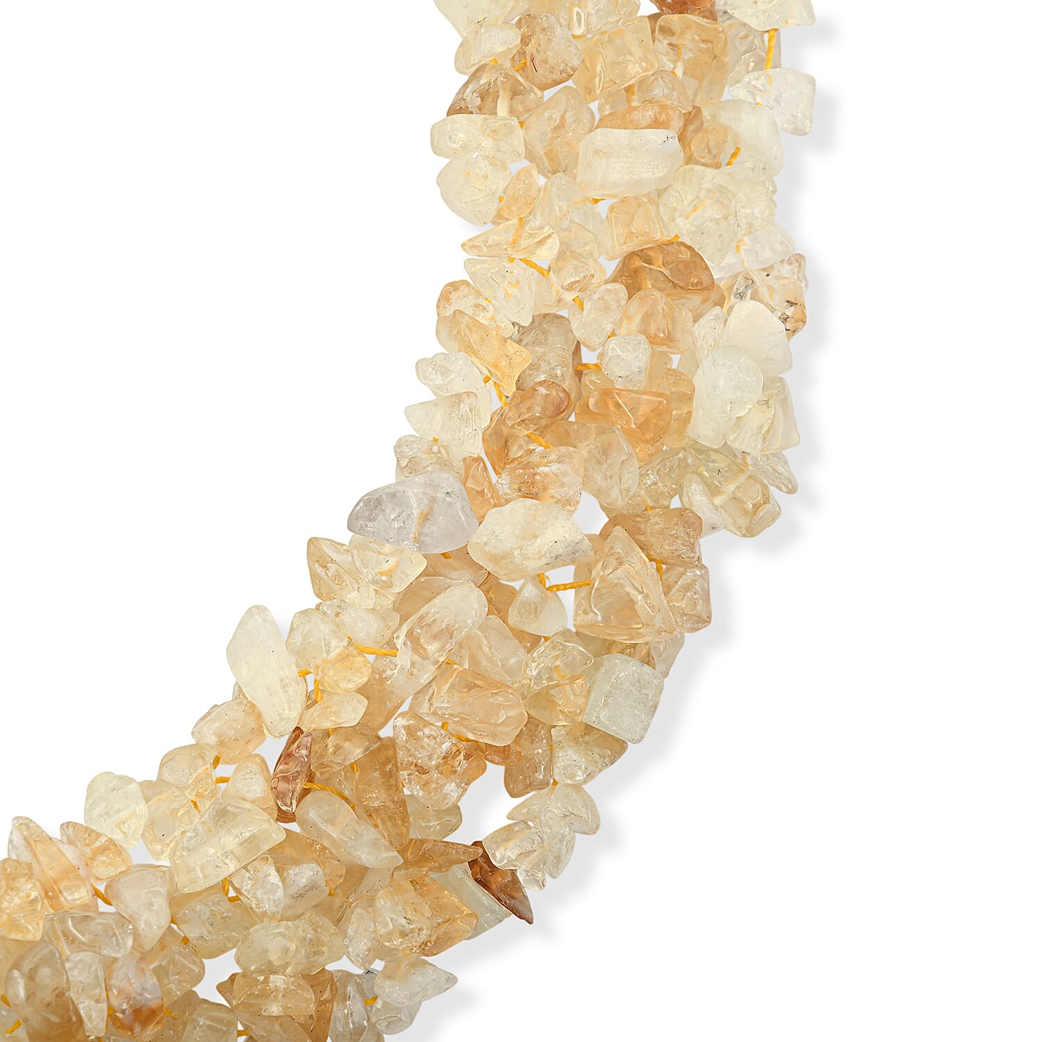 Assorted Citrine 665.00 ctw Chips in Necklace (20 Inches) in Silvertone