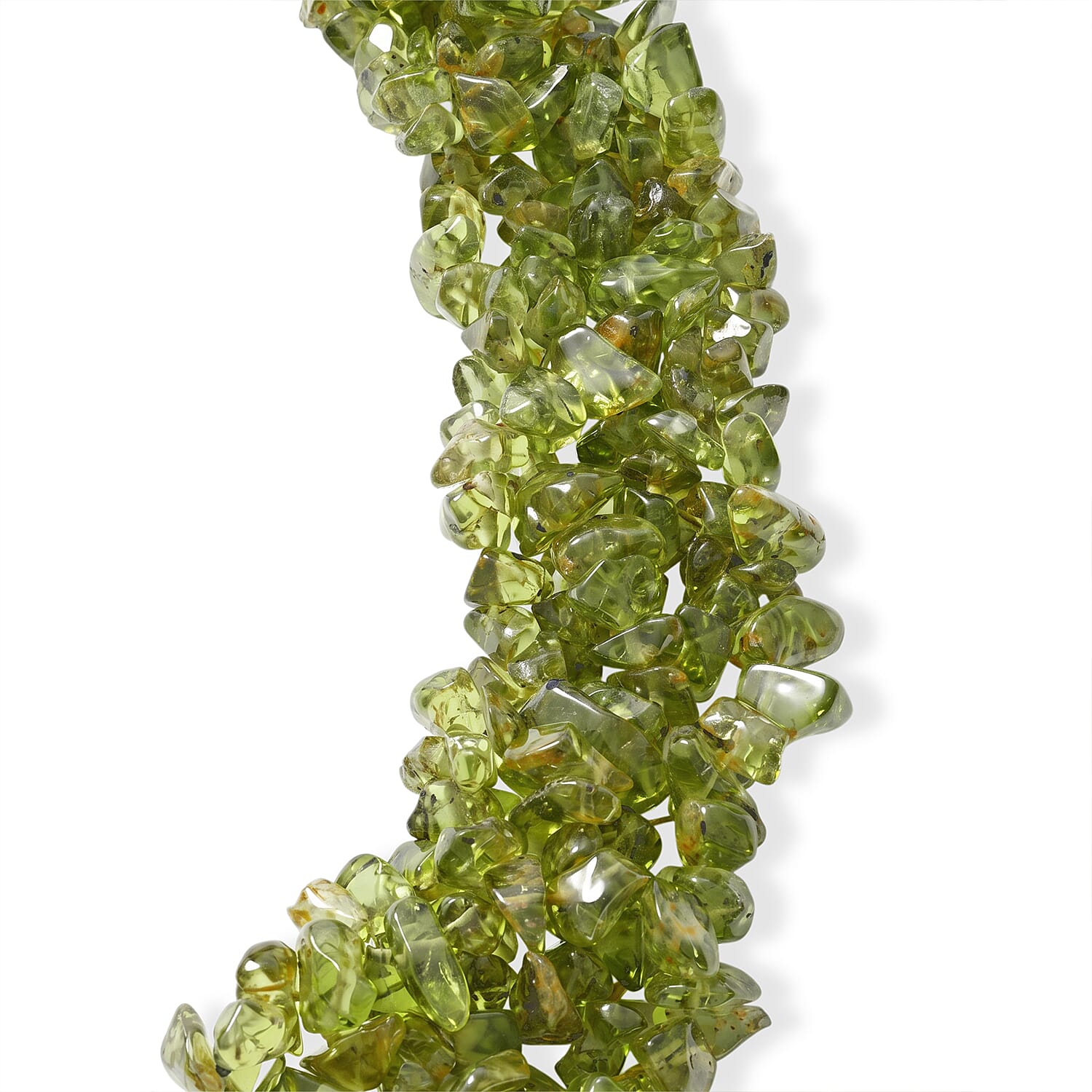 Peridot 665.00 ctw Chips Necklace (20 Inches) in Silvertone