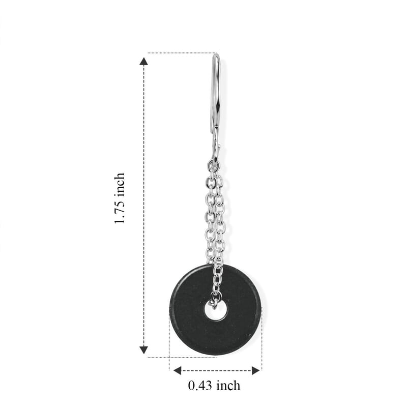 Black Feldspar 4.00 ctw Donut Drop Earrings in Silvertone