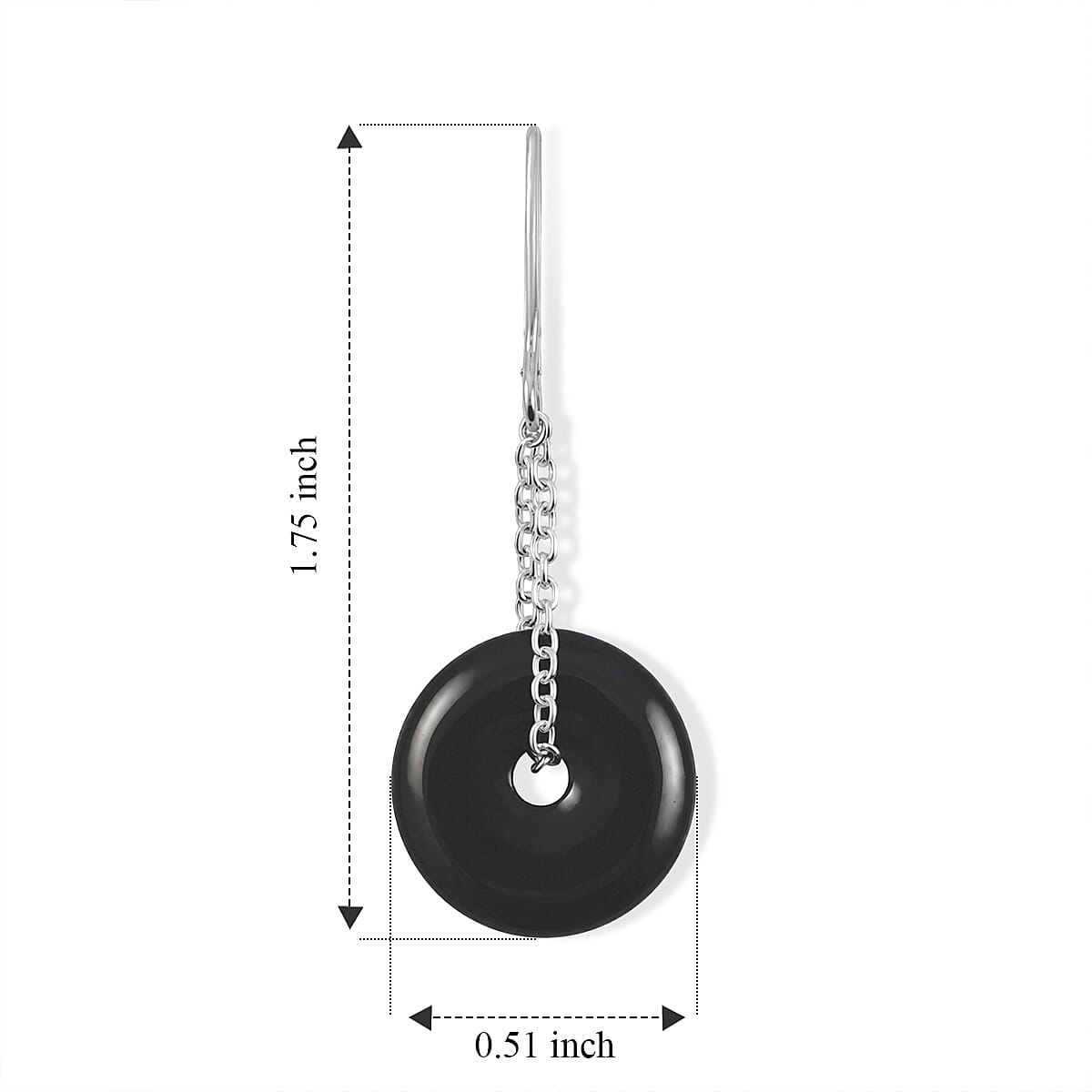 Black Feldspar 10.00 ctw Donut Drop Earrings in Silvertone