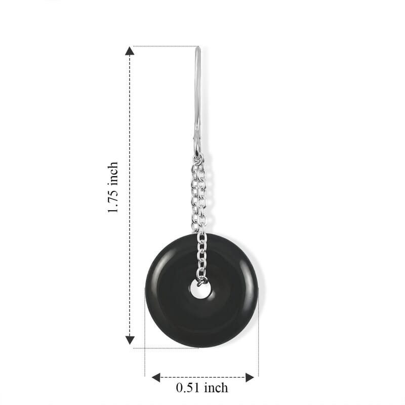 Black Feldspar 10.00 ctw Donut Drop Earrings in Silvertone