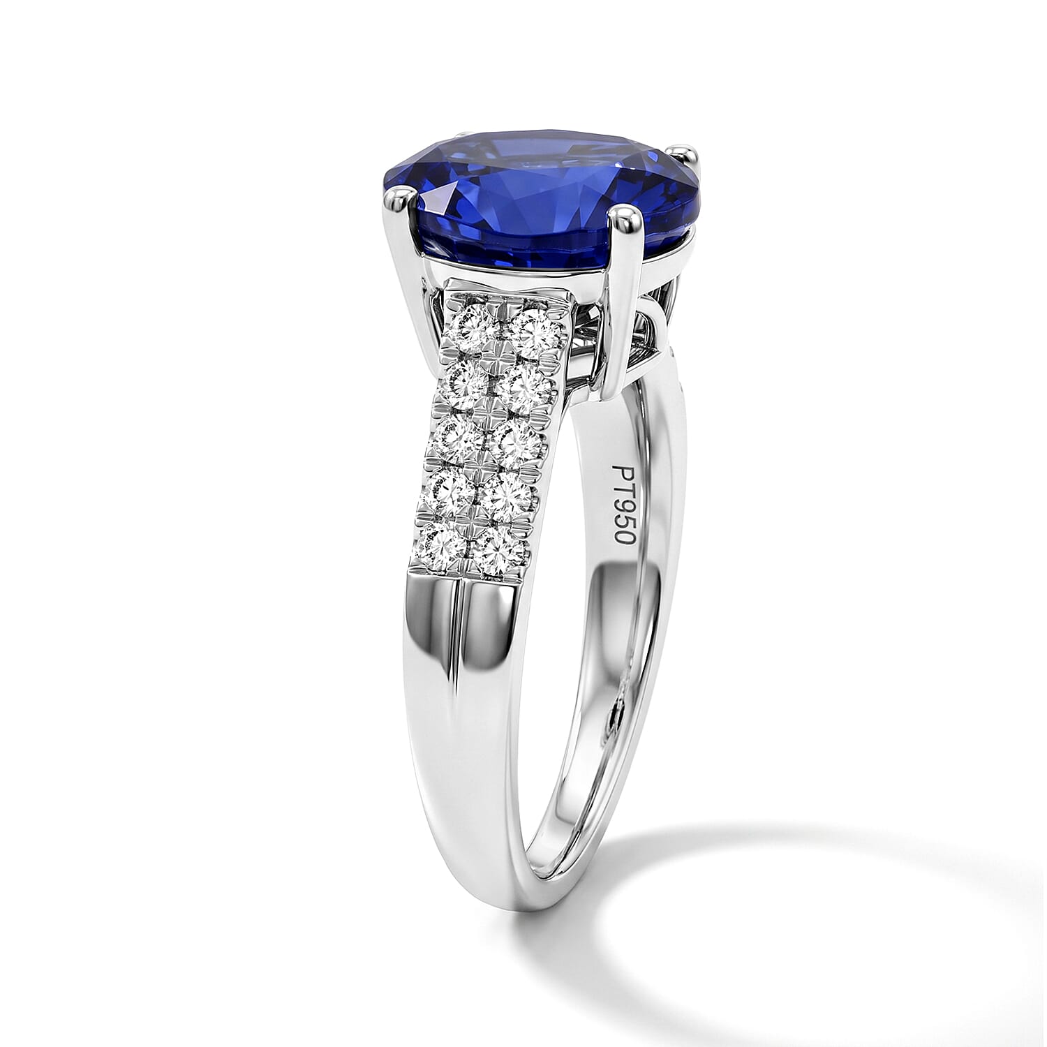 Certified & Appraised Rhapsody AAAA Tanzanite and Diamond E-F VS 3.50 ctw Ring in 950 Platinum (Size 6.0) 6.05 Grams