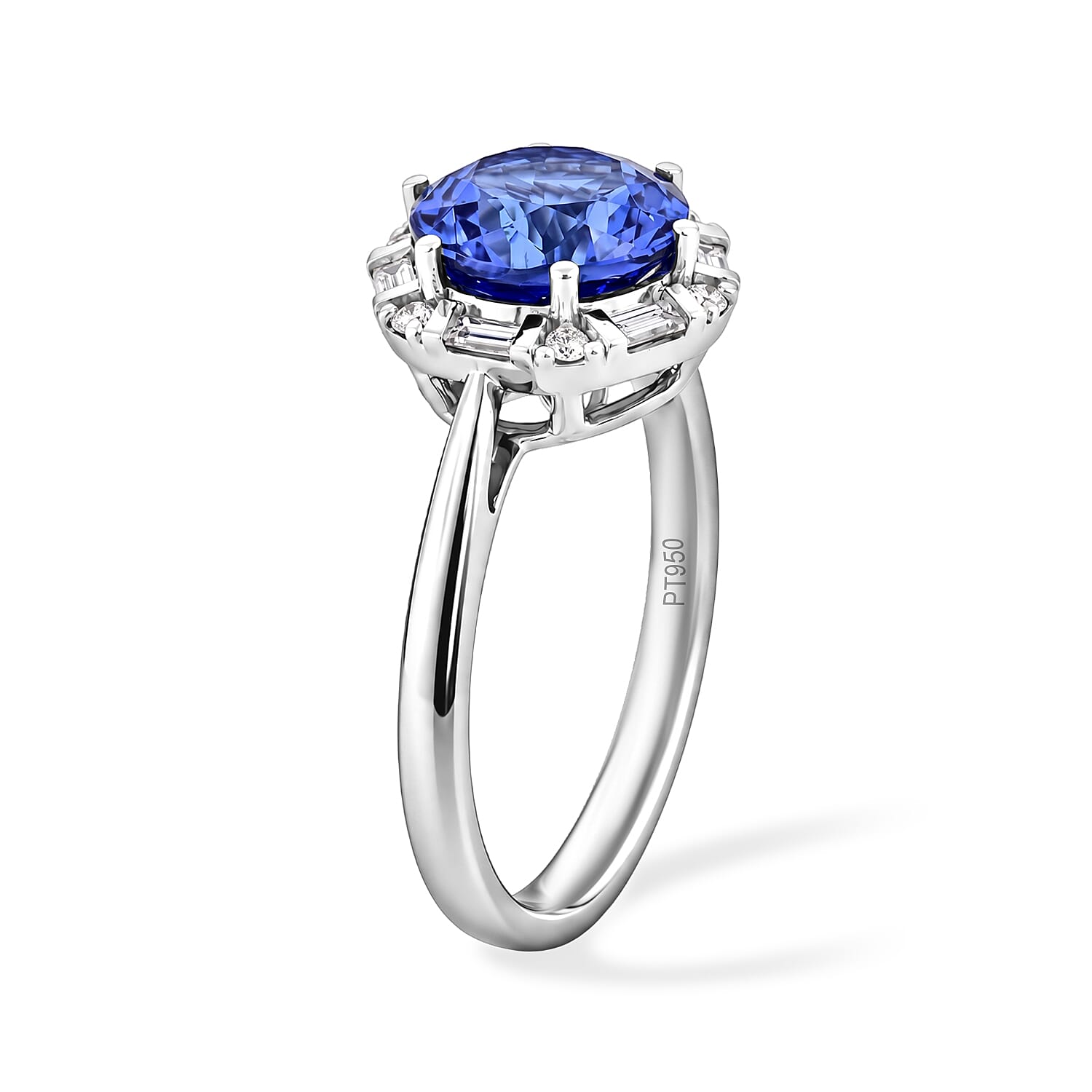 Certified and Appraised Rhapsody AAAA Tanzanite and Diamond E-F VS 3.55 ctw Ring in 950 Platinum (Size 6.0) 4.48 Grams