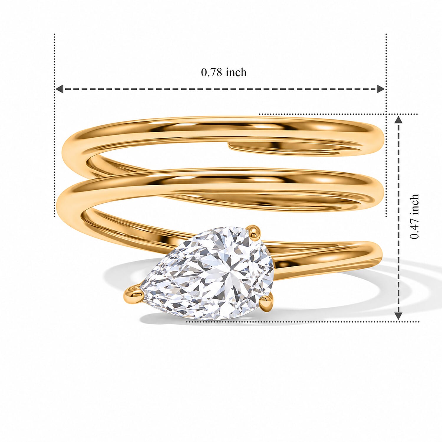 D'Joy Lab Grown Diamond SI 1.00 ctw Spiral Ring in 18K YG Plated Sterling Silver (Size 10.0)