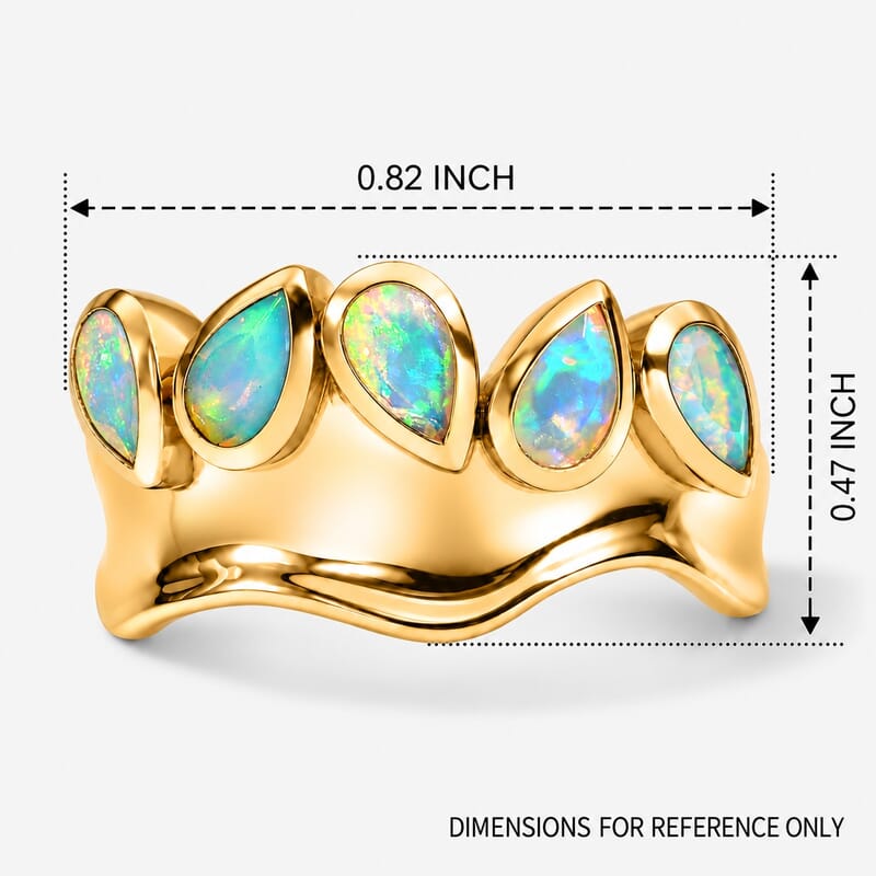 D'Joy Ethiopian Welo Opal 0.80 ctw Ocean Crest Ring in 18K YG Plated Sterling Silver (Size 10.0)