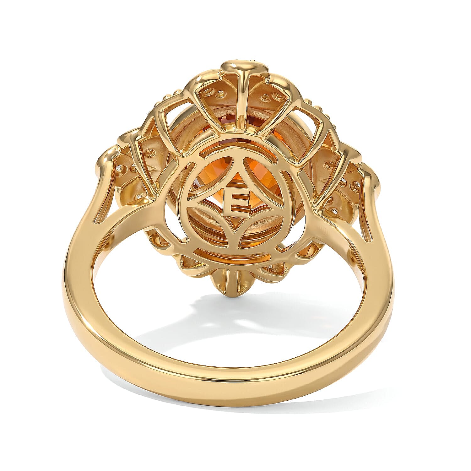 EverTrue Premium Red Citrine and Moissanite 2.70 ctw Sprout Halo Ring in 18K YG Plated (Size 5.0)