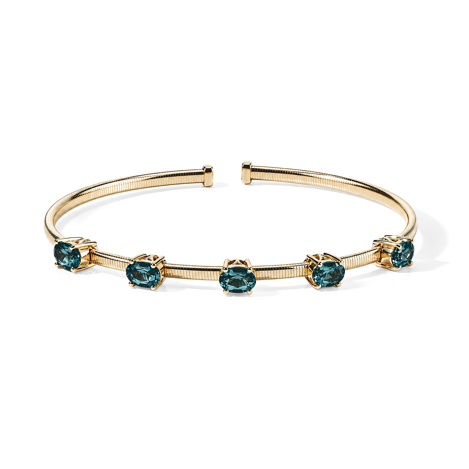 Doorbuster Luxoro Premium Monte Belo Indicolite 2.35 ctw Bangle Bracelet in 10K Yellow Gold (7.25 In)