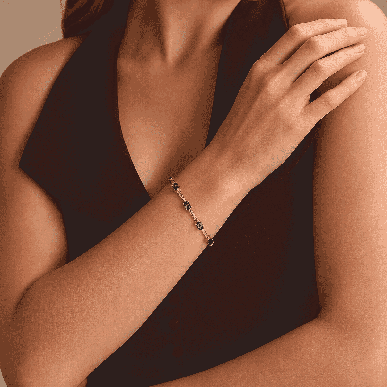 Doorbuster Luxoro Premium Monte Belo Indicolite 2.35 ctw Bangle Bracelet in 10K Yellow Gold (7.25 In)
