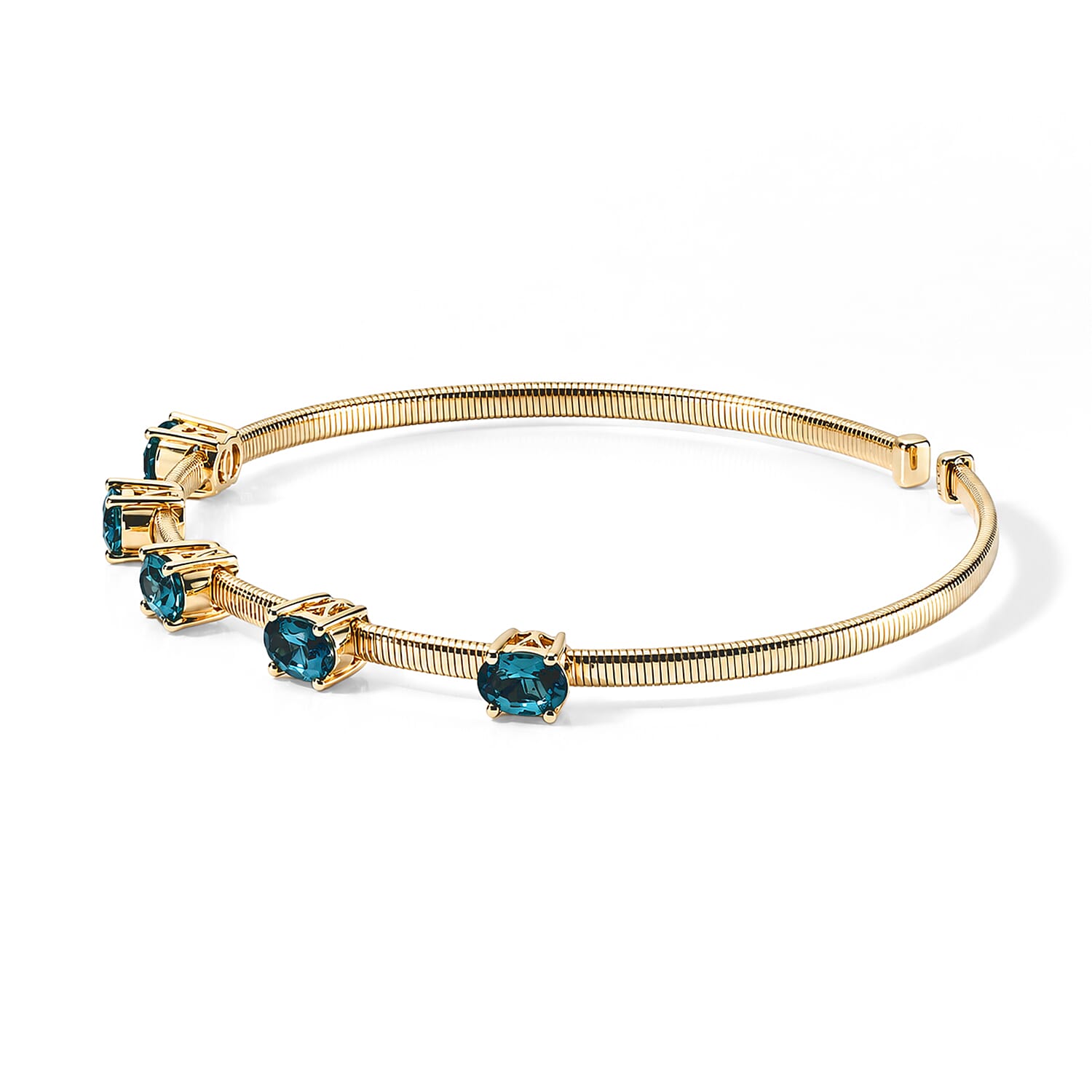 Doorbuster Luxoro Premium Monte Belo Indicolite 2.35 ctw Bangle Bracelet in 10K Yellow Gold (7.25 In)