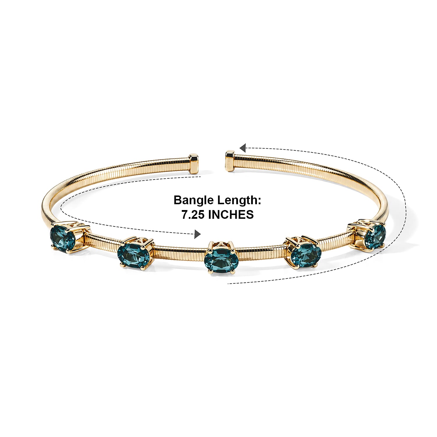 Doorbuster Luxoro Premium Monte Belo Indicolite 2.35 ctw Bangle Bracelet in 10K Yellow Gold (7.25 In)