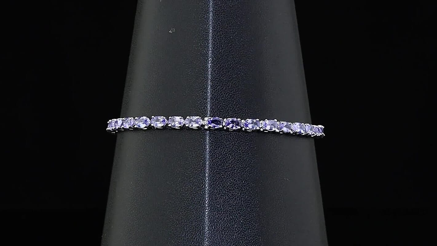 Doorbuster D''Joy Tanzanite 7.10 ctw Bracelet in Rhodium Over Sterling Silver (7.25 In)