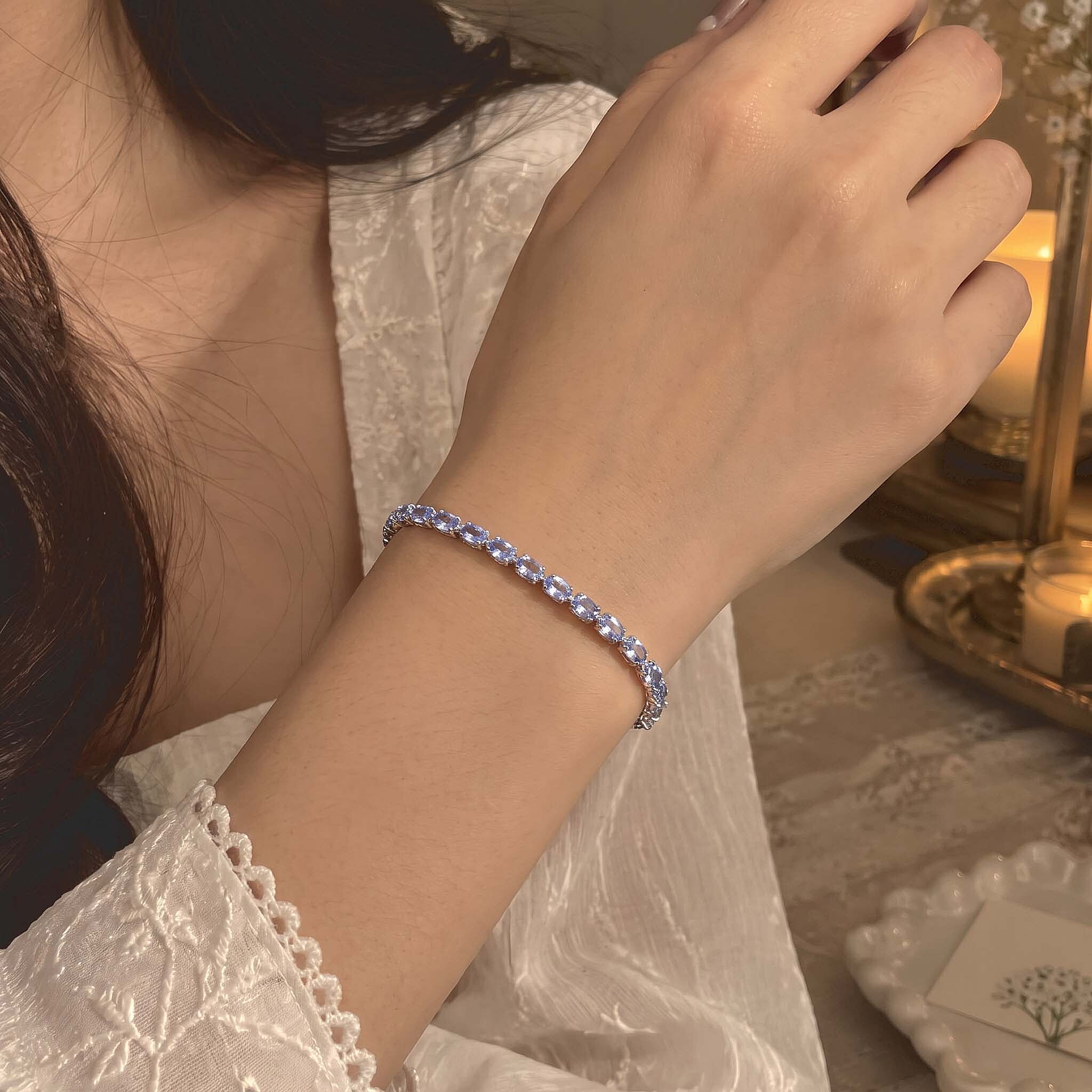 Doorbuster D'Joy Tanzanite 7.10 ctw Bracelet in Rhodium Over Sterling Silver (7.25 In)