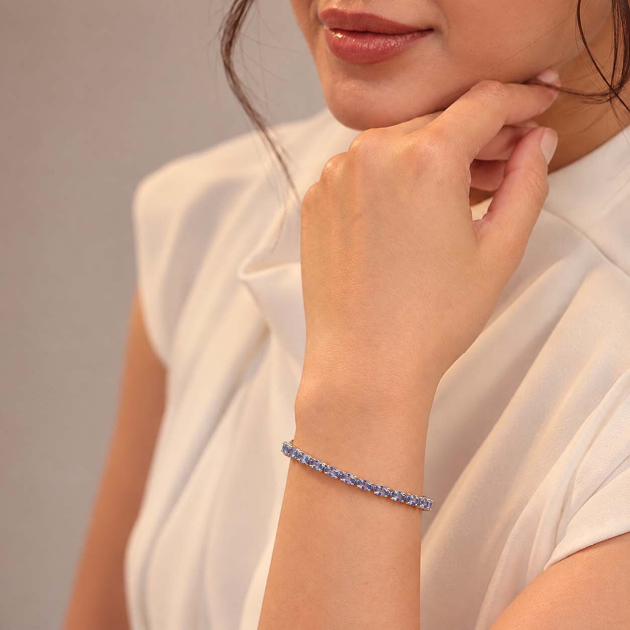 Doorbuster D'Joy Tanzanite 7.10 ctw Bracelet in Rhodium Over Sterling Silver (7.25 In)