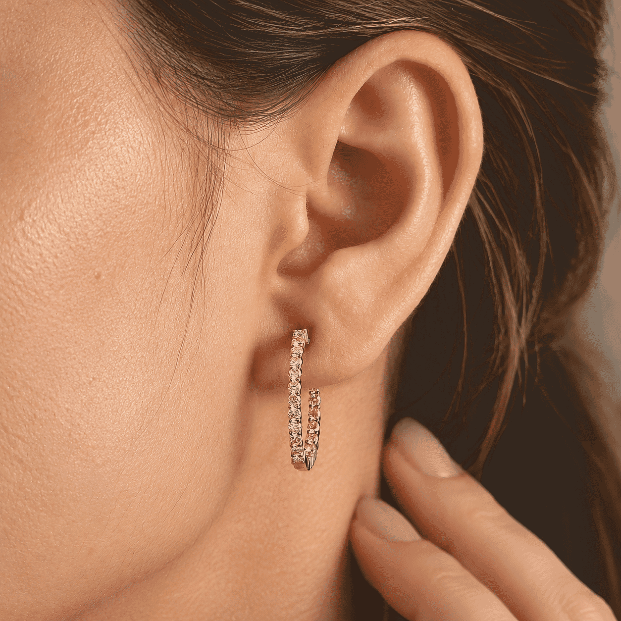 Doorbuster Luxuriant Lab Grown Pink Diamond (IR) SI 1.50 ctw Hoop Earrings in 18K Vermeil Rose Gold Over Sterling Silver