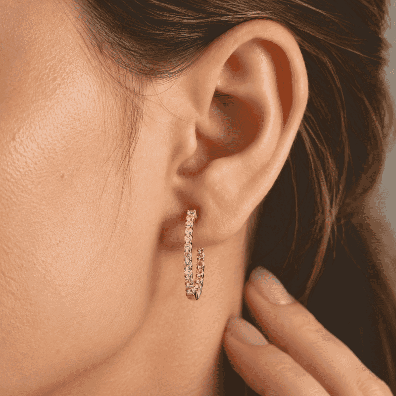 Doorbuster Luxuriant Lab Grown Pink Diamond (IR) SI 1.50 ctw Hoop Earrings in 18K Vermeil Rose Gold Over Sterling Silver