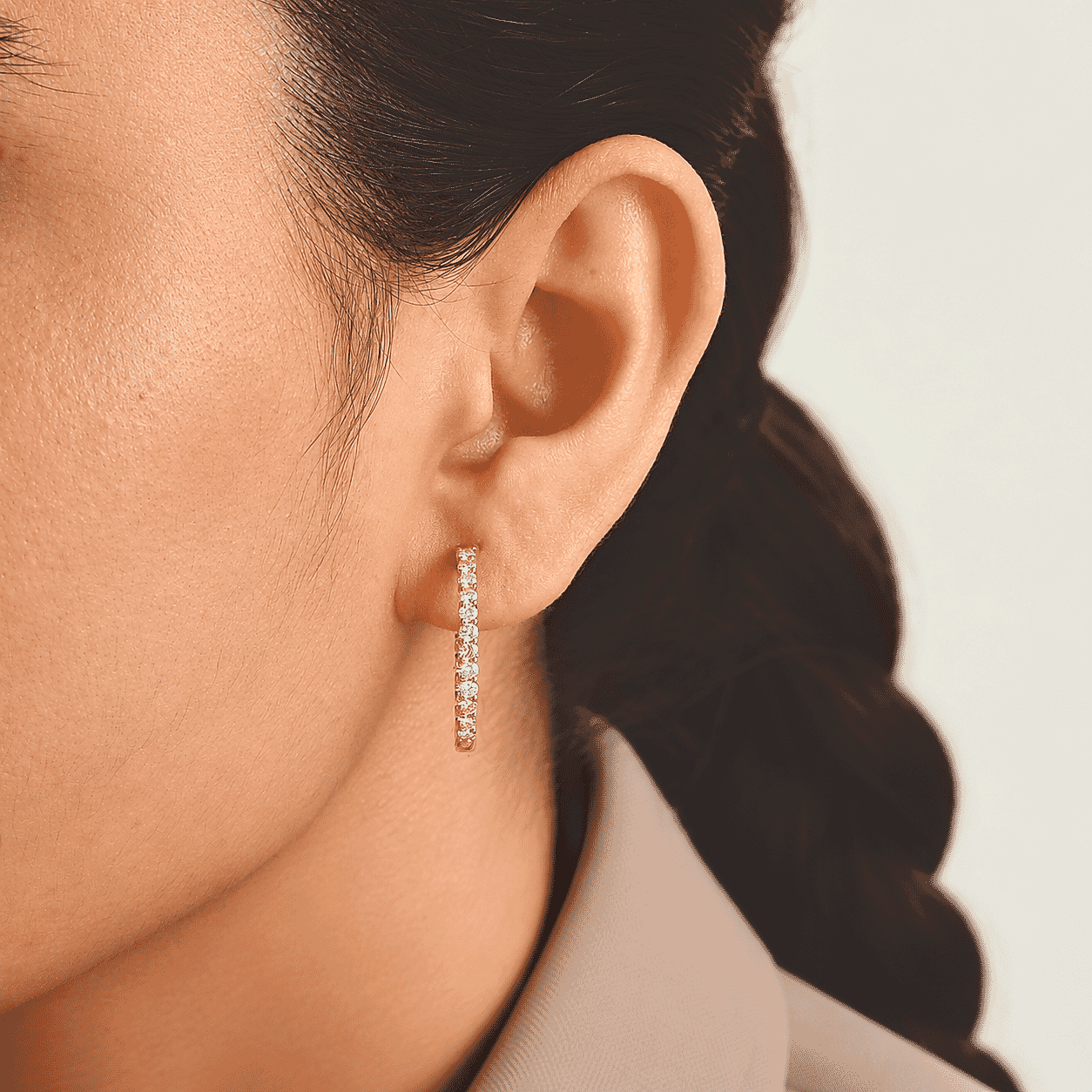 Doorbuster Luxuriant Lab Grown Pink Diamond (IR) SI 1.50 ctw Hoop Earrings in 18K Vermeil Rose Gold Over Sterling Silver