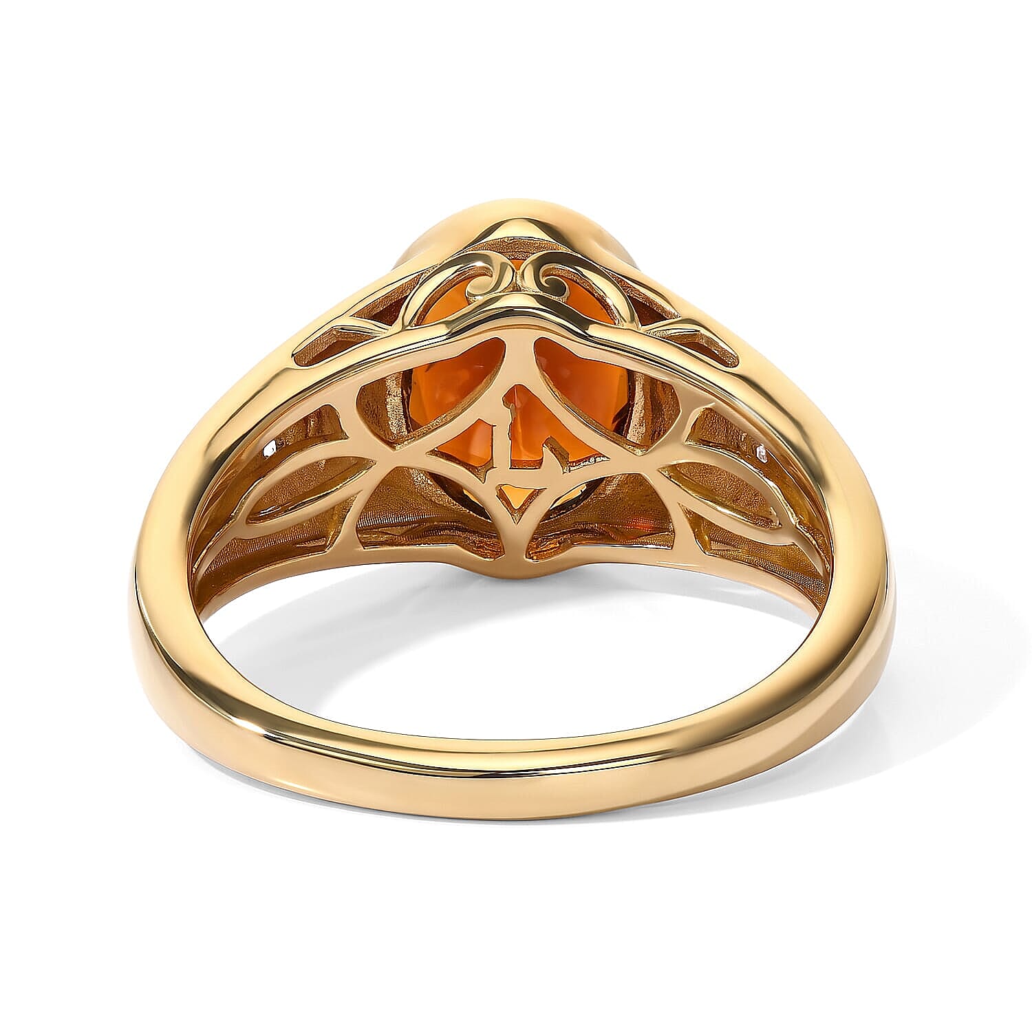 Premium Red Citrine and Luxuriant Lab Grown Diamond (SI) 1.70 ctw Ring in 18K Vermeil Yellow Gold Over Sterling Silver (Size 6.0)