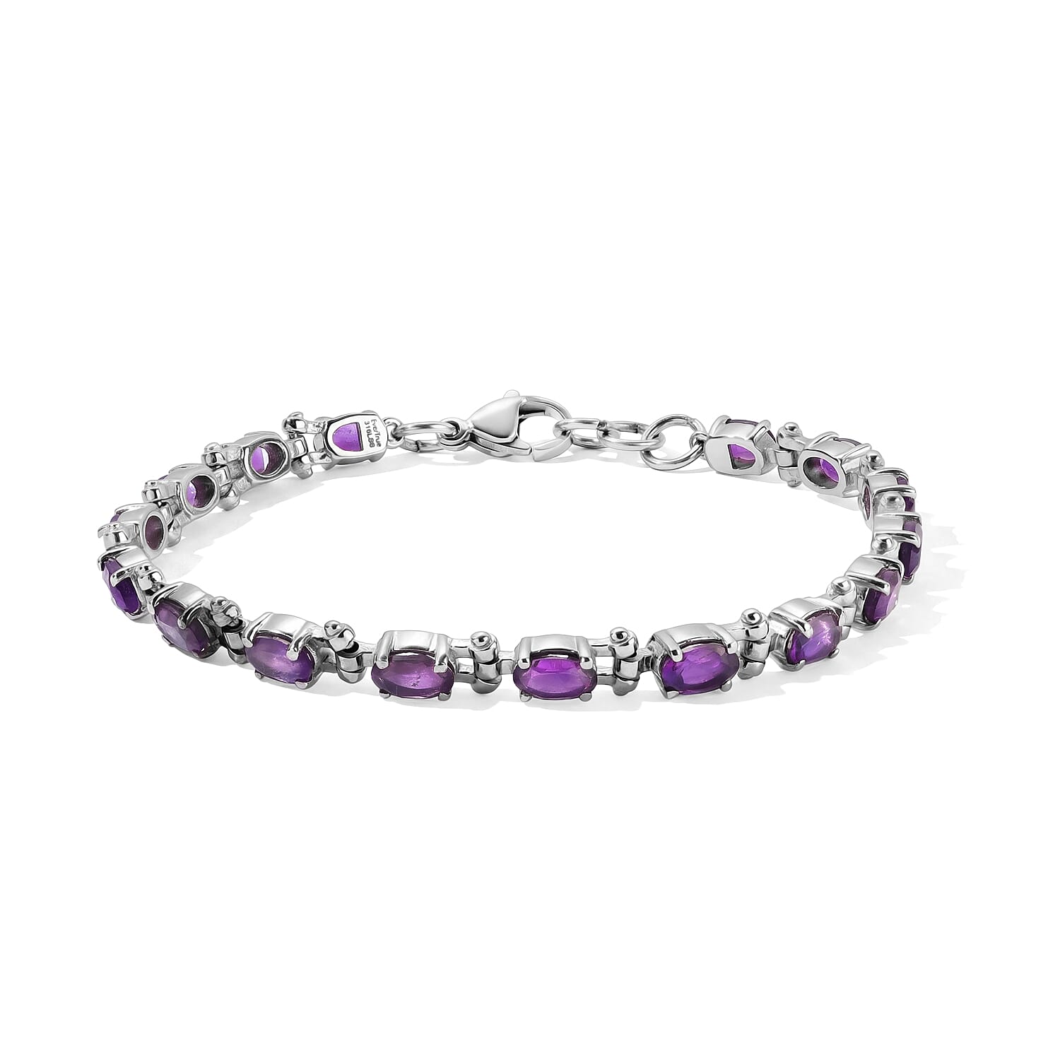 Doorbuster EverTrue African Amethyst 7.00 ctw Line Bracelet in Stainless Steel (7.25 In)