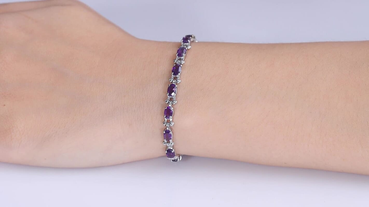 Doorbuster EverTrue African Amethyst 7.00 ctw Line Bracelet in Stainless Steel (7.25 In)