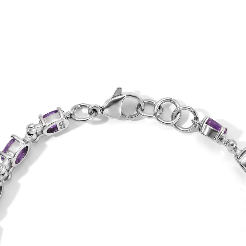 Doorbuster EverTrue African Amethyst 7.00 ctw Line Bracelet in Stainless Steel (7.25 In)