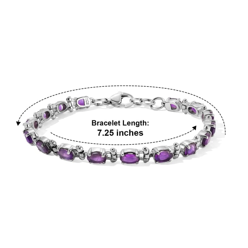 Doorbuster EverTrue African Amethyst 7.00 ctw Line Bracelet in Stainless Steel (7.25 In)