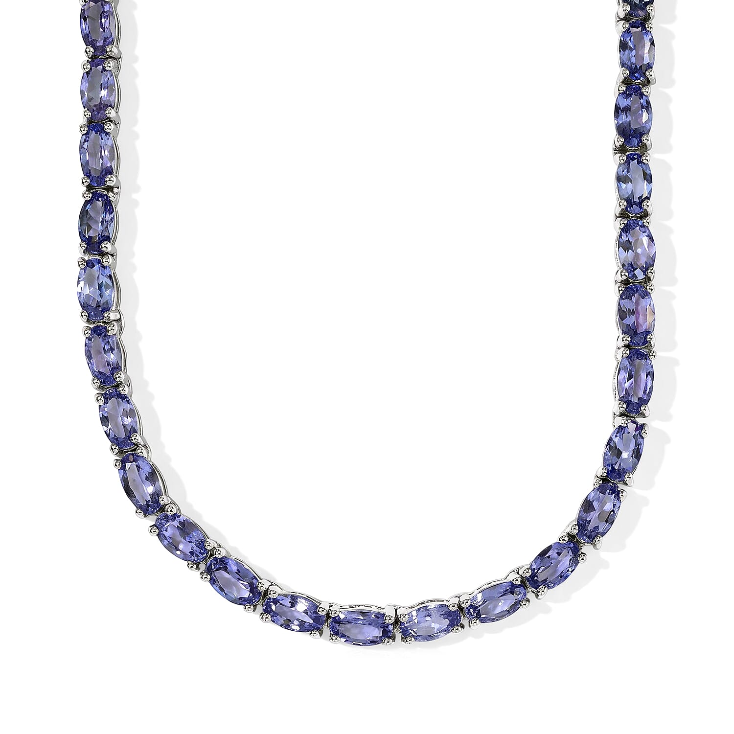 Doorbuster D'Joy Tanzanite 19.50 ctw Tennis Necklace in Rhodium Over Sterling Silver (18 Inches)