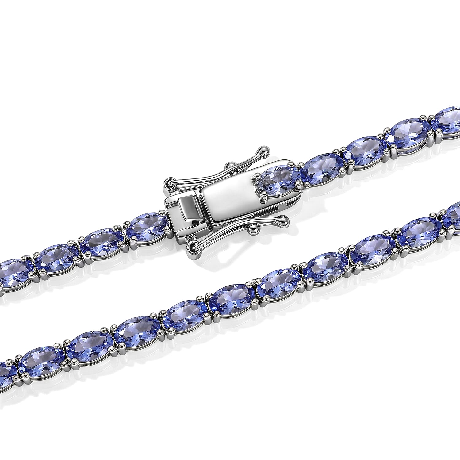 Doorbuster D'Joy Tanzanite 19.50 ctw Tennis Necklace in Rhodium Over Sterling Silver (18 Inches)