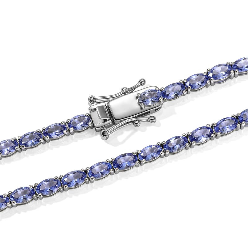 Doorbuster D'Joy Tanzanite 19.50 ctw Tennis Necklace in Rhodium Over Sterling Silver (18 Inches)