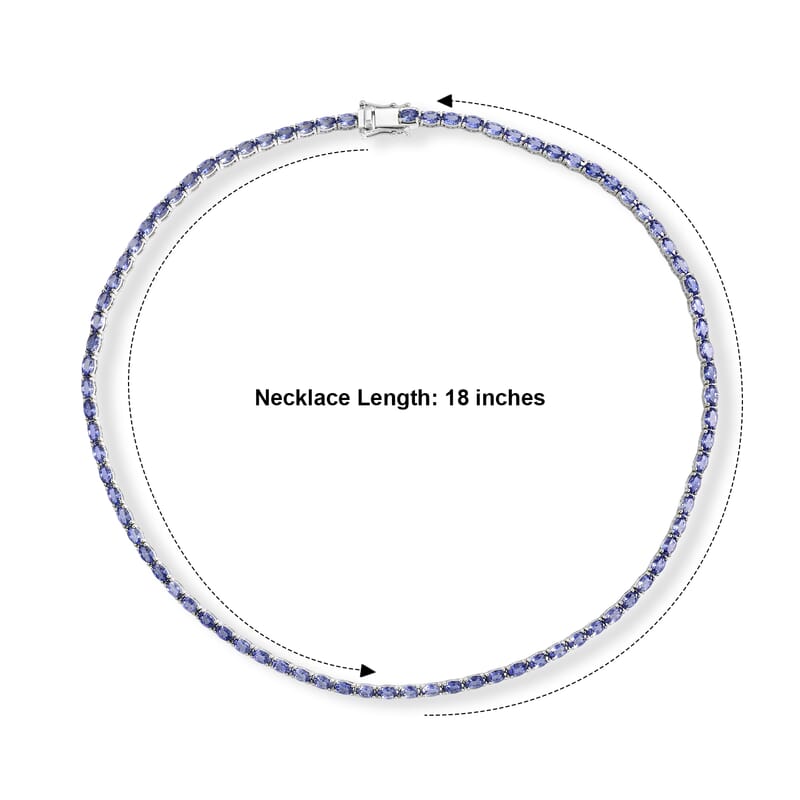 Doorbuster D'Joy Tanzanite 19.50 ctw Tennis Necklace in Rhodium Over Sterling Silver (18 Inches)