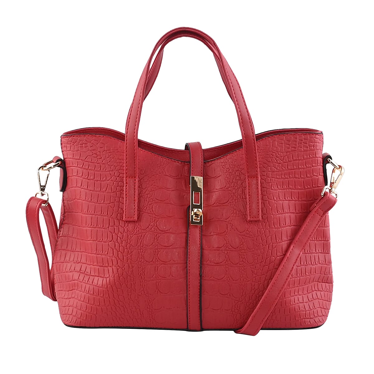 YOUZEY HARPER AND HYPE Designer Closeout Set of 4 Wine Croco Embossed Vegan Leather Satchel, Crossbody Bag ,Wristlet, Card Case image number 2