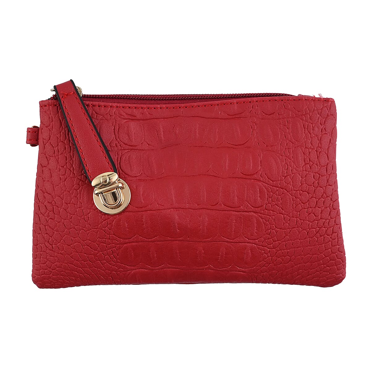 YOUZEY HARPER AND HYPE Designer Closeout Set of 4 Wine Croco Embossed Vegan Leather Satchel, Crossbody Bag ,Wristlet, Card Case image number 6