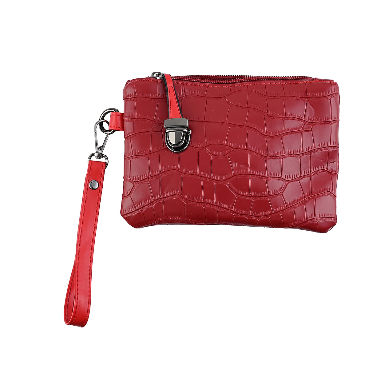 HARPER AND HYDE Designer Closeout Set of 4 Wine Croco Embossed Vegan Leather Tote, Crossbody Bag, Wristlet, Card Case image number 3