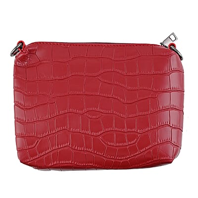 HARPER AND HYDE Designer Closeout Set of 4 Wine Croco Embossed Vegan Leather Tote, Crossbody Bag, Wristlet, Card Case