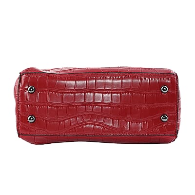 HARPER AND HYDE Designer Closeout Set of 4 Wine Croco Embossed Vegan Leather Tote, Crossbody Bag, Wristlet, Card Case