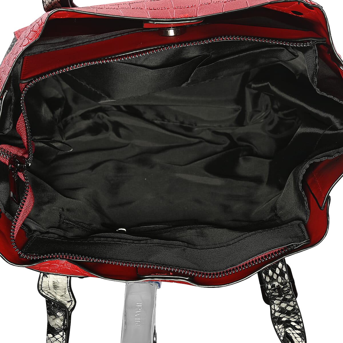 HARPER AND HYDE Designer Closeout Set of 3 Wine Croco mix snake Embossed Vegan Leather Tote, Crossbody Bag and Wallet image number 3