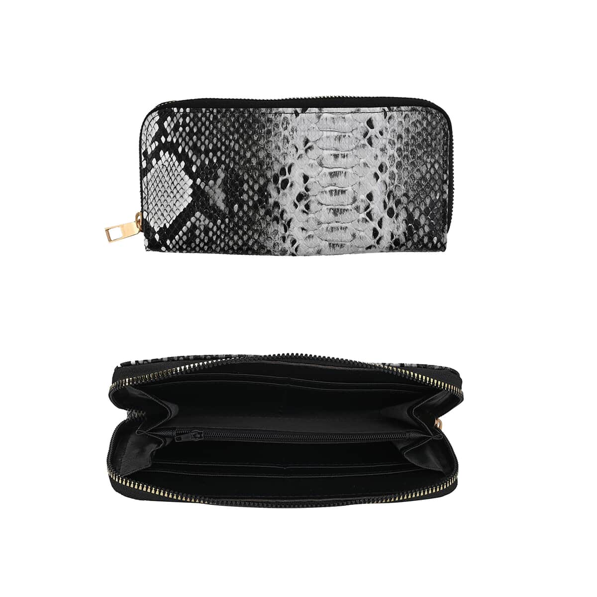 HARPER AND HYDE Designer Closeout Set of 3 Gray Croco mix snake Embossed Vegan Leather Tote, Crossbody Bag and Wallet image number 6