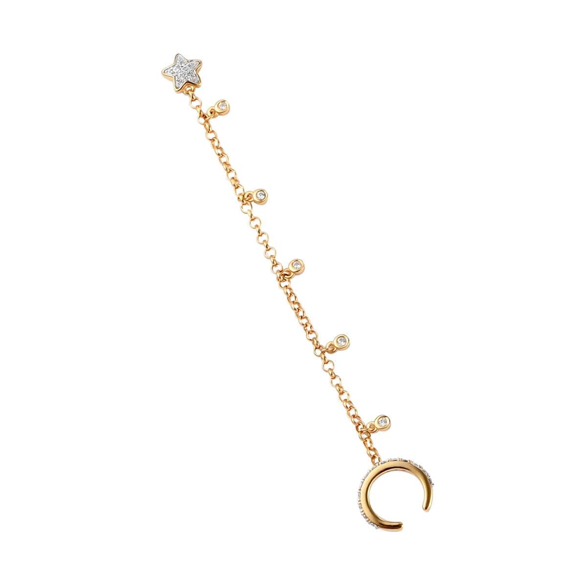 Natural White Zircon Star Ear Cuff in Vermeil Yellow Gold Over Sterling Silver 0.50 ctw image number 0