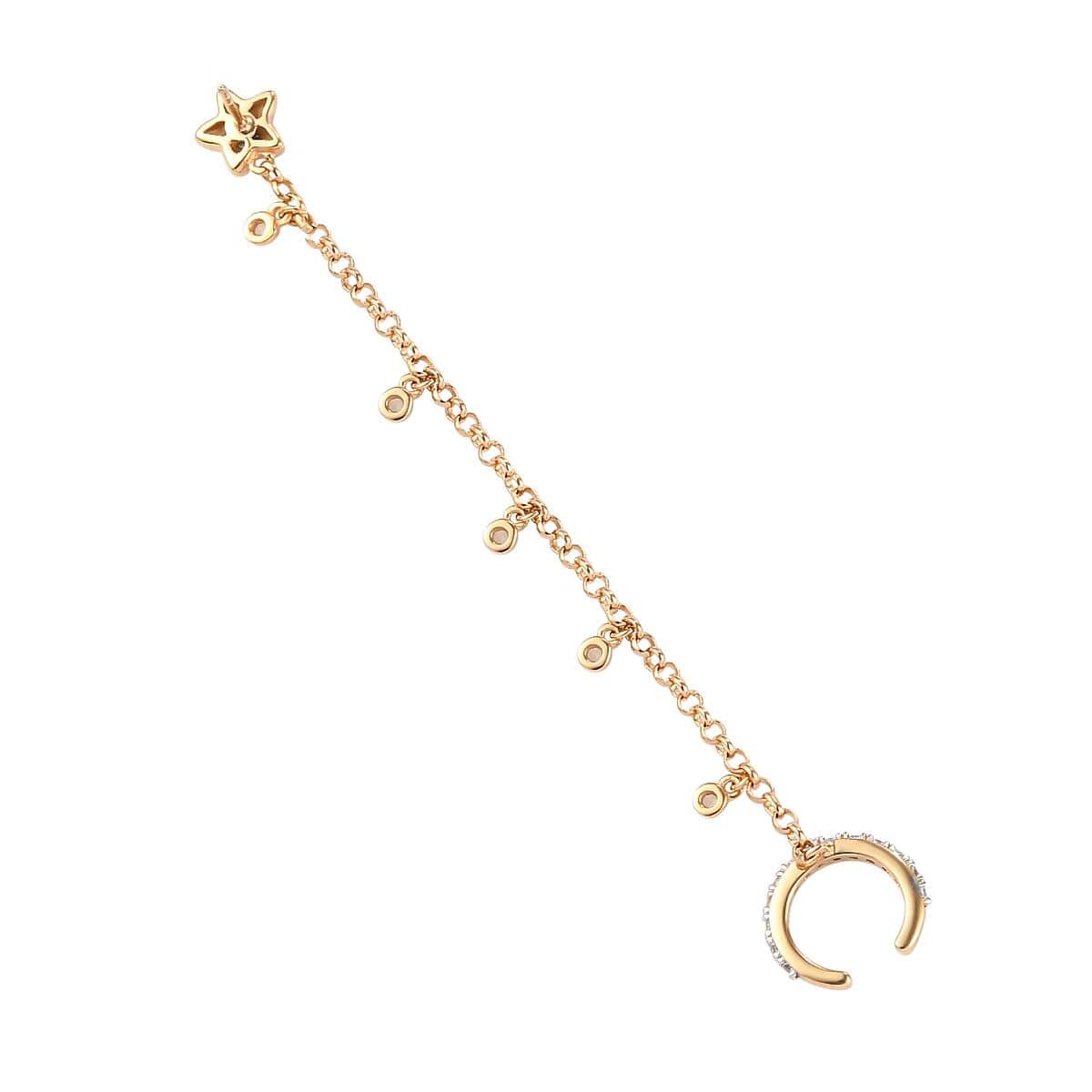Natural White Zircon Star Ear Cuff in Vermeil Yellow Gold Over Sterling Silver 0.50 ctw image number 4