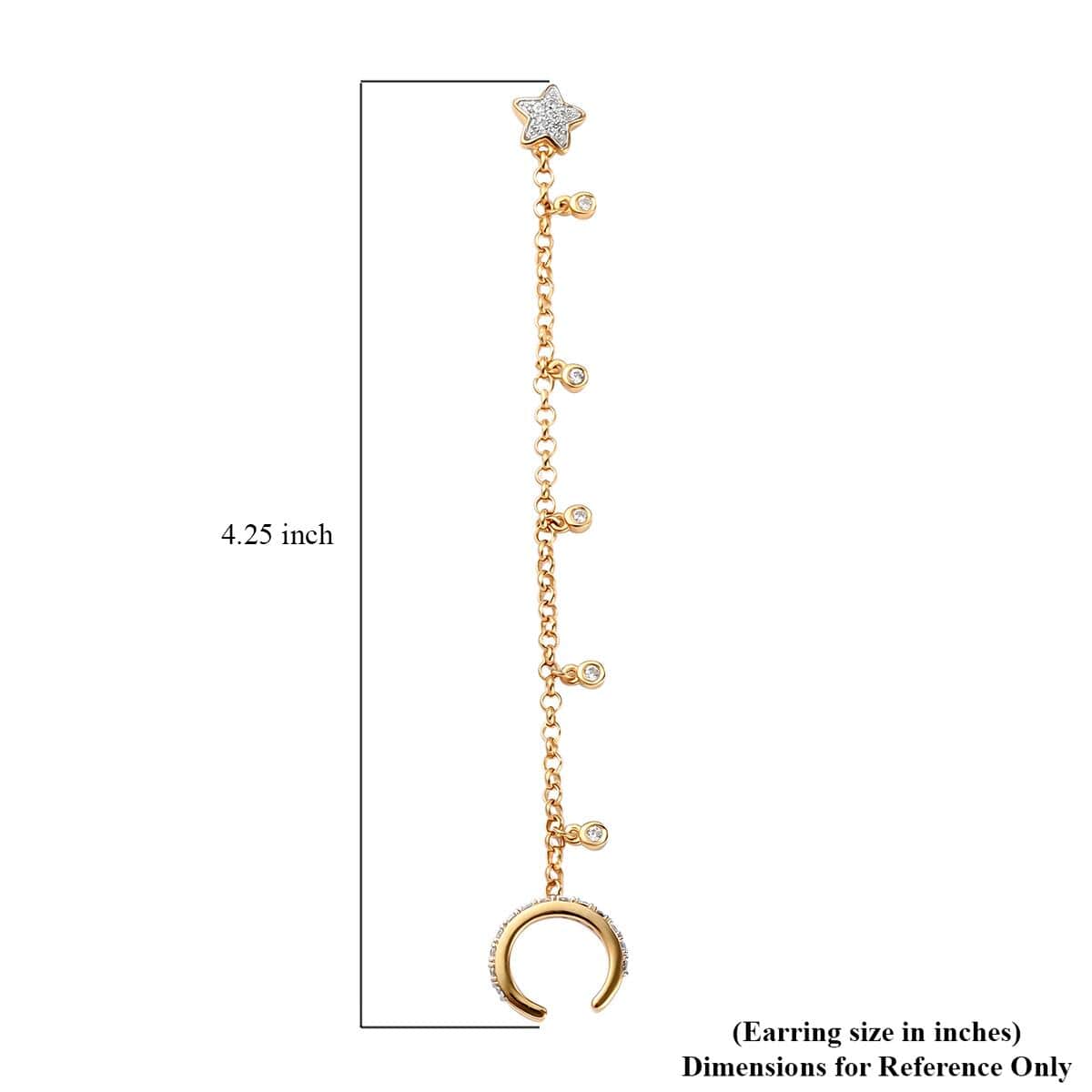 Natural White Zircon Star Ear Cuff in Vermeil Yellow Gold Over Sterling Silver 0.50 ctw image number 5