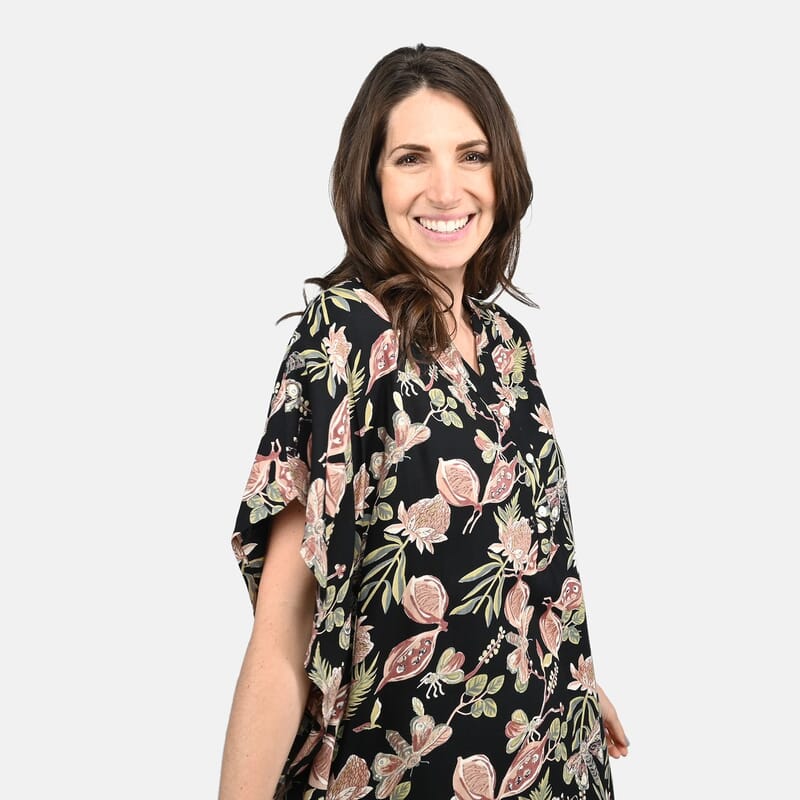 Tamsy Black Dragonfly Midi Kaftan - One Size Fits Most