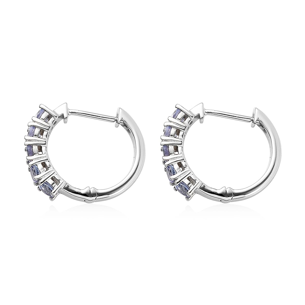Tanzanite Hoop Earrings in Platinum Over Sterling Silver 1.25 ctw