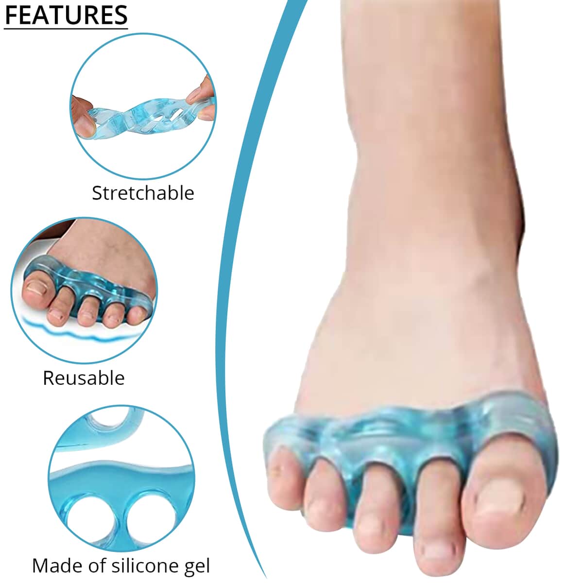 Foot Dr Gel Toe Separators , Silicone Gel Toe Separators , Toe Spacers , Toe Spreaders image number 2