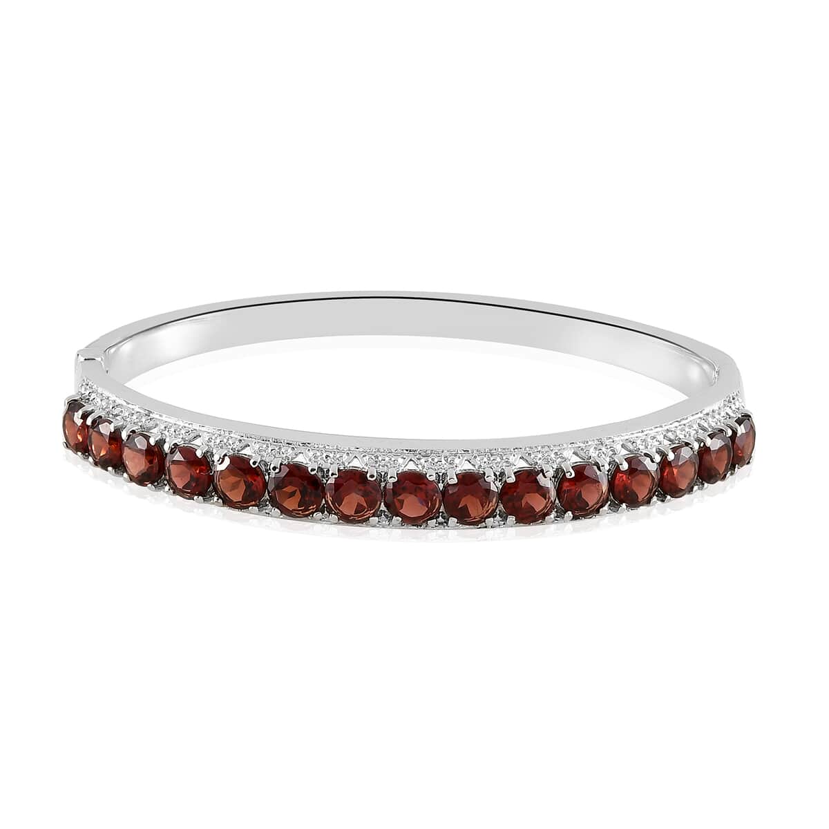 Mozambique Garnet Bangle Bracelet in Stainless Steel (6.50 In) 9.50 ctw image number 0