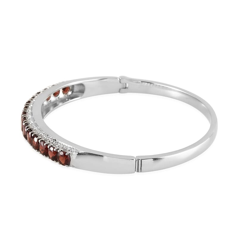 Mozambique Garnet Bangle Bracelet in Stainless Steel (6.50 In) 9.50 ctw