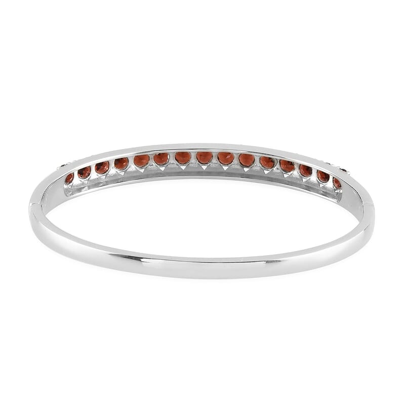 Mozambique Garnet Bangle Bracelet in Stainless Steel (6.50 In) 9.50 ctw